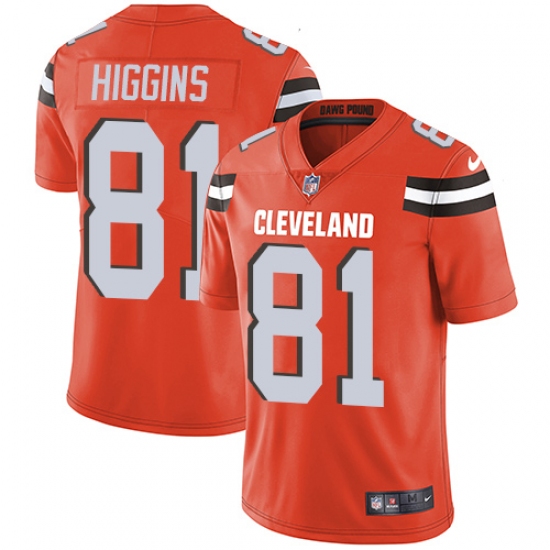 Men's Nike Cleveland Browns #81 Rashard Higgins Orange Alternate Vapor Untouchable Limited Player NFL Jersey - Ujersey