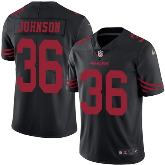 Men's Nike San Francisco 49ers #36 Dontae Johnson Elite Black Rush Vapor Untouchable NFL Jersey - Ujersey