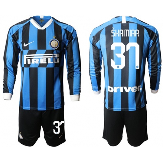 Inter Milan #37 Skriniar Home Long Sleeves Soccer Club Jersey