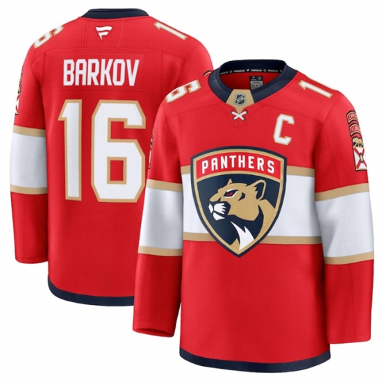 Men's Florida Panthers #16 Aleksander Barkov Red 2024-25 Home Stitched Hockey Jersey - Ujersey