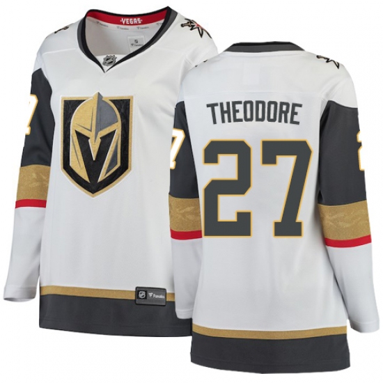 Women's Vegas Golden Knights #27 Shea Theodore Authentic White Away Fanatics Branded Breakaway NHL Jersey - Ujersey