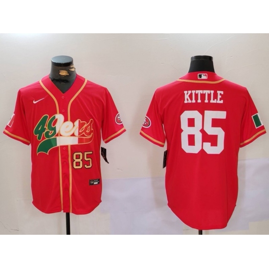 Men's San Francisco 49ers #85 George Kittle Red With Cool Base Stitched Baseball Jersey - Ujersey
