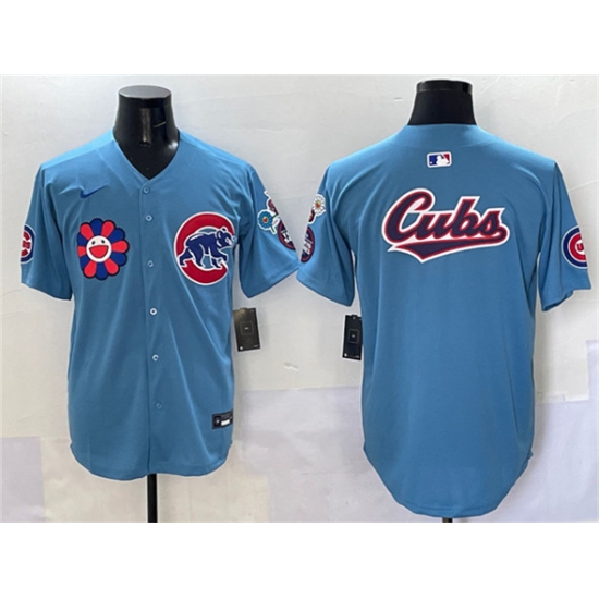 Men's Chicago Cubs Team Big Logo Blue 2025 Tokyo Series 2nd Alternate Limited Stitched Baseball Jersey