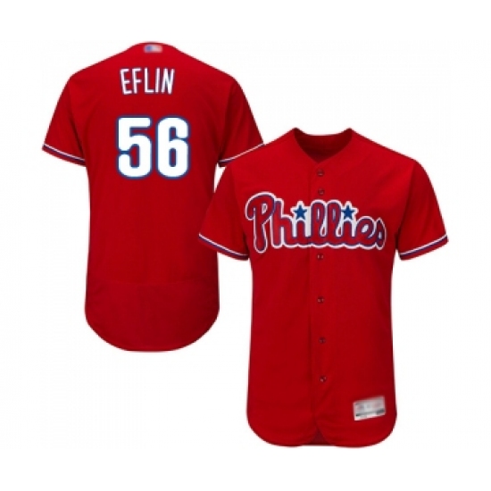Men's Philadelphia Phillies #56 Zach Eflin Red Alternate Flex Base Authentic Collection Baseball Jersey - Ujersey