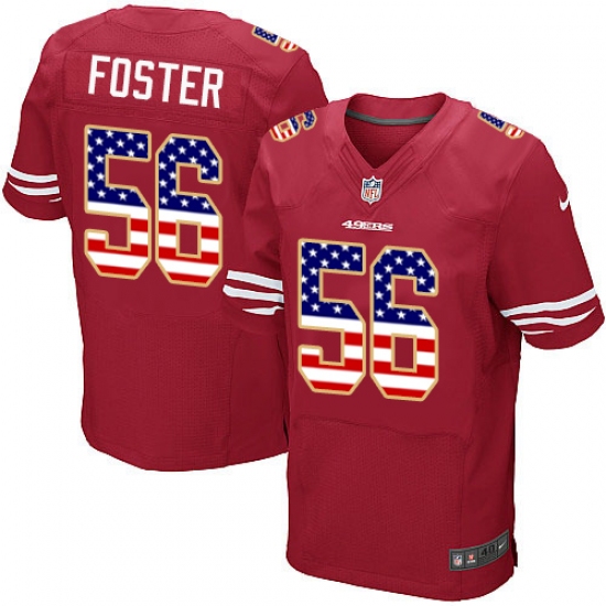 Men's Nike San Francisco 49ers #56 Reuben Foster Elite Red Home USA Flag Fashion NFL Jersey - ujerseystore