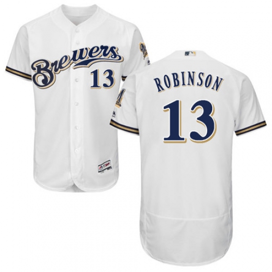Men's Majestic Milwaukee Brewers #13 Glenn Robinson White Flexbase Authentic Collection MLB Jersey - Ujersey