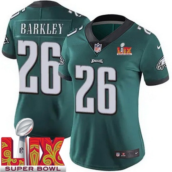 Women Philadelphia Eagles Saquon Barkley #26 Green 2024 2025 Super Bowl LIX F U S E Stitched NFL Jersey - Ujersey