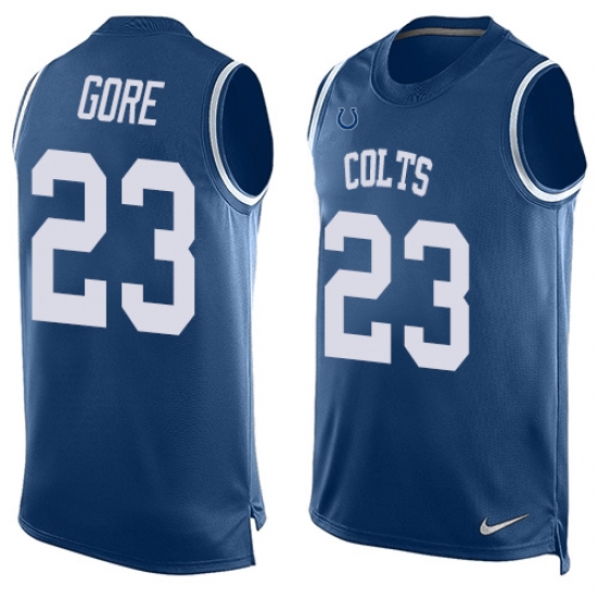 Men's Nike Indianapolis Colts #23 Frank Gore Limited Royal Blue Player Name & Number Tank Top NFL Jersey - Ujersey