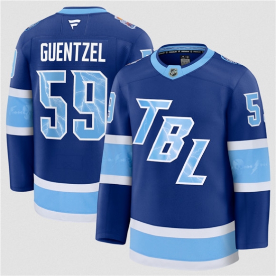 Men's Tampa Bay Lightning #59 Jake Guentzel Blue 2026 Stadium Series Stitched Jersey - Ujersey