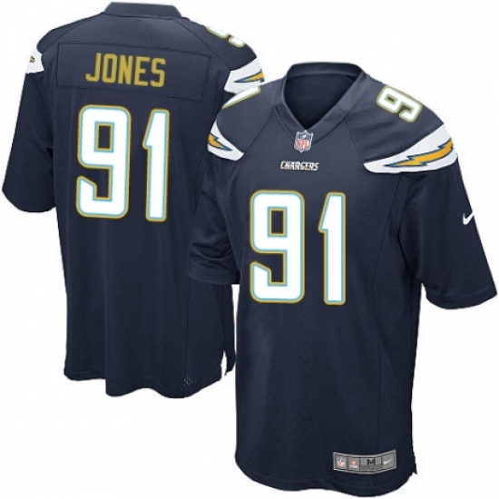 Men's Nike Los Angeles Chargers #91 Justin Jones Game Navy Blue Team Color NFL Jersey - Ujersey