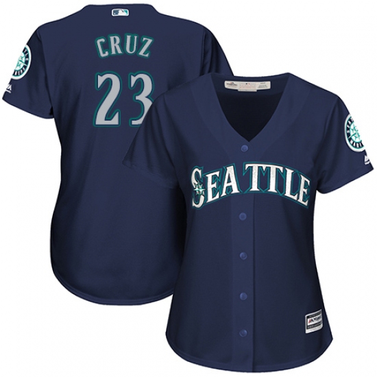 Women's Majestic Seattle Mariners #23 Nelson Cruz Replica Navy Blue Alternate 2 Cool Base MLB Jersey - Ujersey