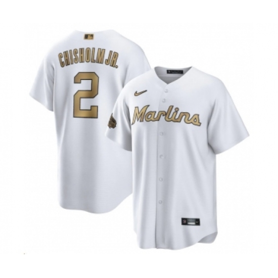 Men's Miami Marlins #2 Jazz Chisholm Jr. White 2022 All-Star Cool Base Stitched Baseball Jersey - Ujersey