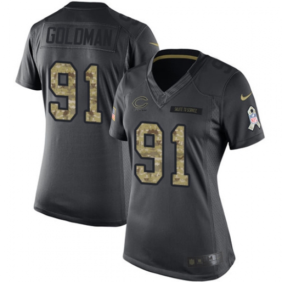Women's Nike Chicago Bears #91 Eddie Goldman Limited Black 2016 Salute to Service NFL Jersey - Ujersey