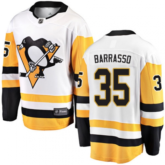 Youth Pittsburgh Penguins #35 Tom Barrasso Fanatics Branded White Away Breakaway NHL Jersey - Ujersey