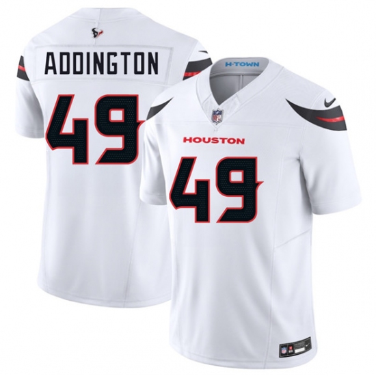 Men's Houston Texans #49 Tucker Addington White 2025 F.U.S.E. Vapor Limited Football Stitched Jersey - Ujersey