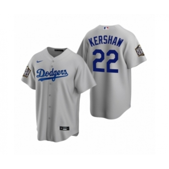 Men's Los Angeles Dodgers #22 Clayton Kershaw Gray 2020 World Series Replica Jersey - Ujersey