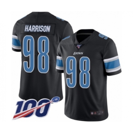 Men's Detroit Lions #98 Damon Harrison Limited Black Rush Vapor Untouchable 100th Season Football Jersey - Ujersey