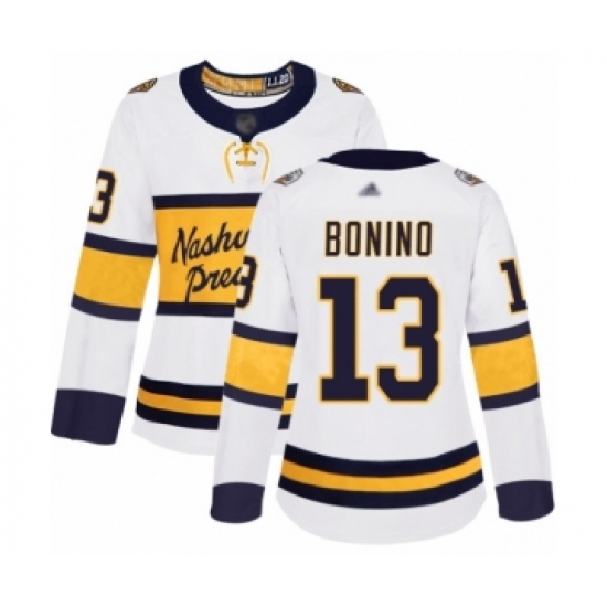 Women's Nashville Predators #13 Nick Bonino Authentic White 2020 Winter Classic Hockey Jersey