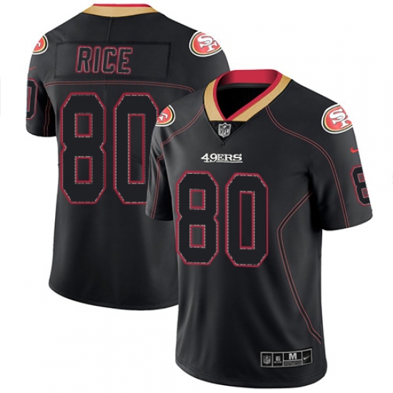 Men's Nike San Francisco 49ers #80 Jerry Rice Limited Lights Out Black Rush NFL Jersey - Ujersey