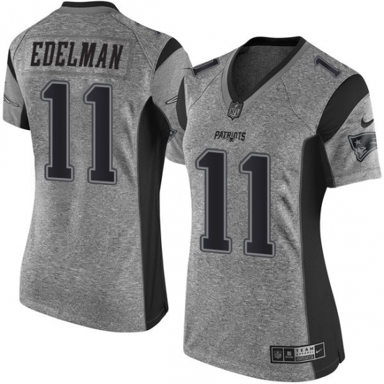 Women's Nike New England Patriots #11 Julian Edelman Limited Gray Gridiron NFL Jersey - Ujersey