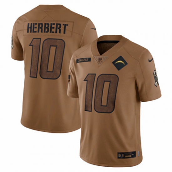 Men's Los Angeles Chargers #10 Justin Herbert Nike Brown 2023 Salute To Service Limited Jersey - Ujersey