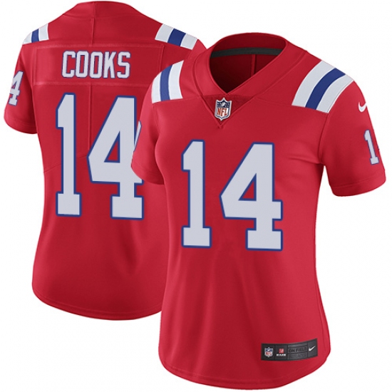 Women's Nike New England Patriots #14 Brandin Cooks Red Alternate Vapor Untouchable Limited Player NFL Jersey - Ujersey