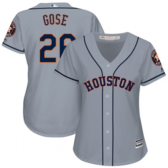 Women's Majestic Houston Astros #26 Anthony Gose Replica Grey Road Cool Base MLB Jersey - Ujersey