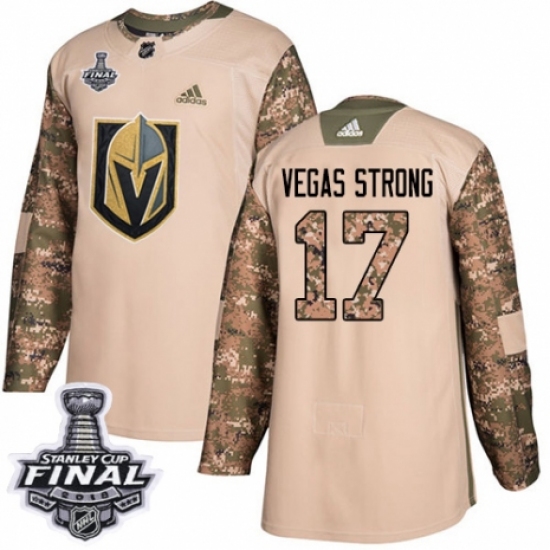 Youth Adidas Vegas Golden Knights #17 Vegas Strong Authentic Camo Veterans Day Practice 2018 Stanley Cup Final NHL Jersey - Ujersey