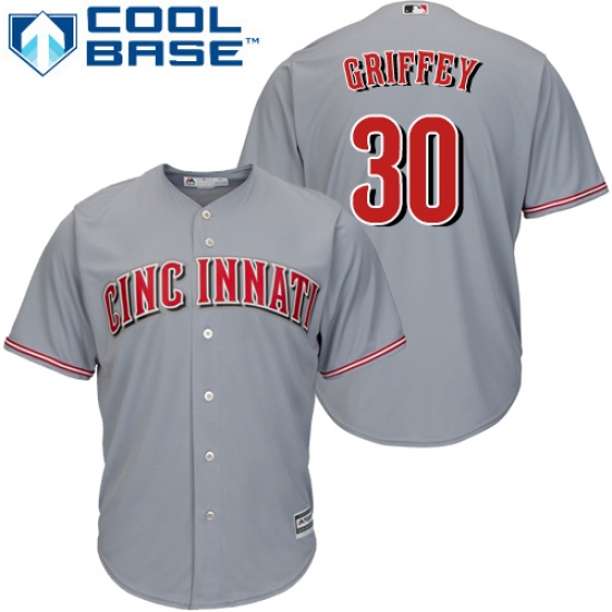 Youth Majestic Cincinnati Reds #30 Ken Griffey Authentic Grey Road Cool Base MLB Jersey - Ujersey
