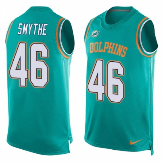 Men's Nike Miami Dolphins #46 Durham Smythe Limited Aqua Green Player Name & Number Tank Top NFL Jersey - Ujersey