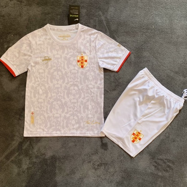 England Soccer Jersey White Comma Special Edition Kids Kit Jersey+Shorts EURO 2024 - U-jersey