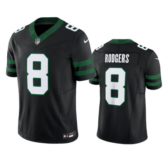 Men's New York Jets #8 Aaron Rodgers Black 2024 F.U.S.E. Vapor Limited Football Stitched Jersey - Ujersey