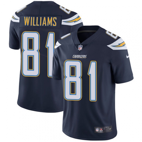Men's Nike Los Angeles Chargers #81 Mike Williams Navy Blue Team Color Vapor Untouchable Limited Player NFL Jersey - Ujersey