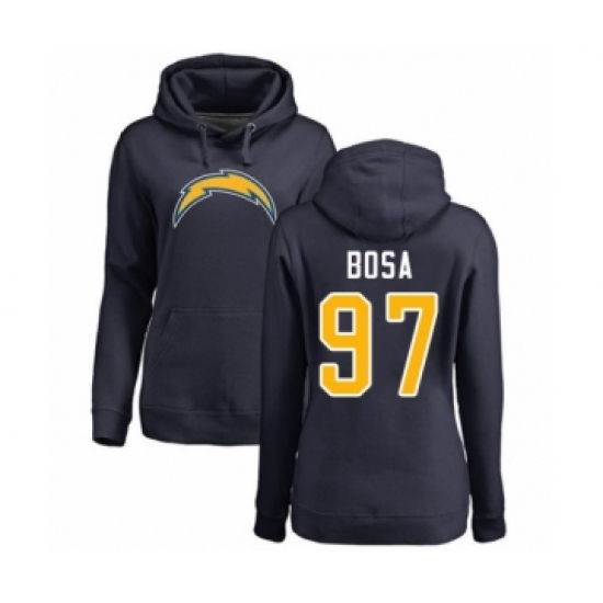 Football Women's Los Angeles Chargers #97 Joey Bosa Navy Blue Name & Number Logo Pullover Hoodie - Ujersey