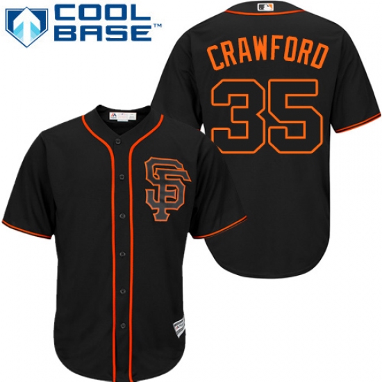 Men's Majestic San Francisco Giants #35 Brandon Crawford Replica Black Alternate Cool Base MLB Jersey - Ujersey