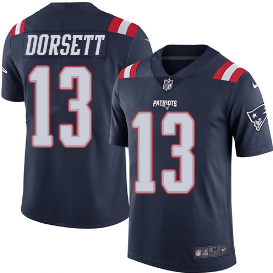 Men's Nike New England Patriots #13 Phillip Dorsett Limited Navy Blue Rush Vapor Untouchable NFL Jersey - Ujersey