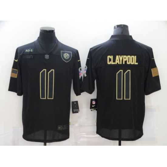 Men's Pittsburgh Steelers #11 Chase Claypool Black Nike 2020 Salute To Service Limited Jersey - Ujersey