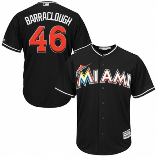 Youth Majestic Miami Marlins #46 Kyle Barraclough Authentic Black Alternate 2 Cool Base MLB Jersey - Ujersey