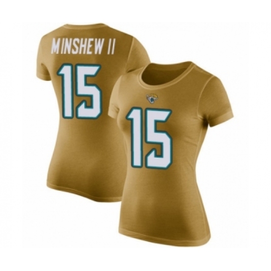 Football Women's Jacksonville Jaguars #15 Gardner Minshew II Gold Rush Pride Name & Number T-Shirt - Ujersey