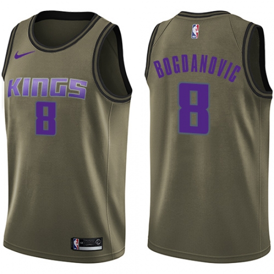 Men's Nike Sacramento Kings #8 Bogdan Bogdanovic Swingman Green Salute to Service NBA Jersey - Ujersey