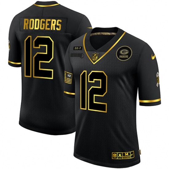 Men's Green Bay Packers #12 Aaron Rodgers Olive Gold Nike 2020 Salute To Service Limited Jersey - Ujersey