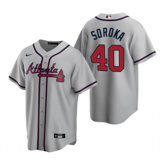 Men's Nike Atlanta Braves #40 Mike Soroka Gray Road Stitched Baseball Jersey - Ujersey