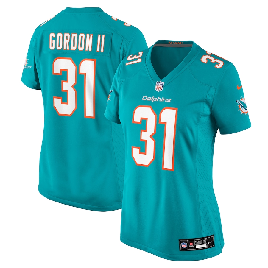 Women's Miami Dolphins Ollie Gordon II Nike Aqua Team Game Jersey - Ujersey