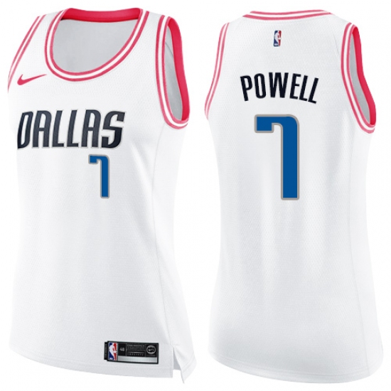 Women's Nike Dallas Mavericks #7 Dwight Powell Swingman White Pink Fashion NBA Jersey - Ujersey