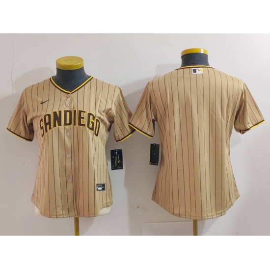 Women's San Diego Padres Blank Tan NEW 2023 Cool Base Stitched Jersey - Ujersey