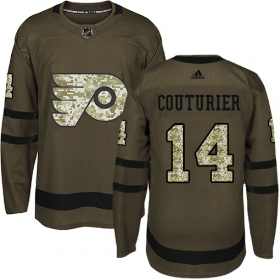 Men's Adidas Philadelphia Flyers #14 Sean Couturier Premier Green Salute to Service NHL Jersey - Ujersey