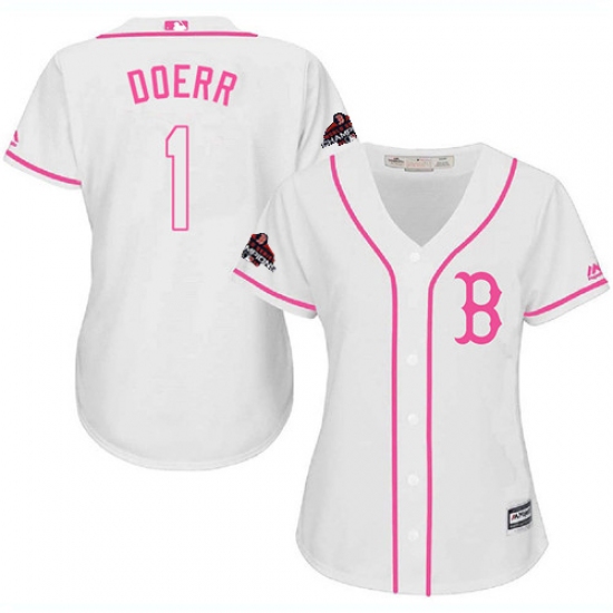 Women's Majestic Boston Red Sox #1 Bobby Doerr Authentic White Fashion 2018 World Series Champions MLB Jersey - Ujersey