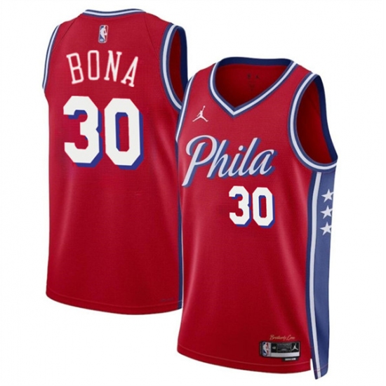 Men's Philadelphia 76ers #30 Adam Bona Red 2024 Draft Statement Edition Basketball Stitched Jersey - Ujersey