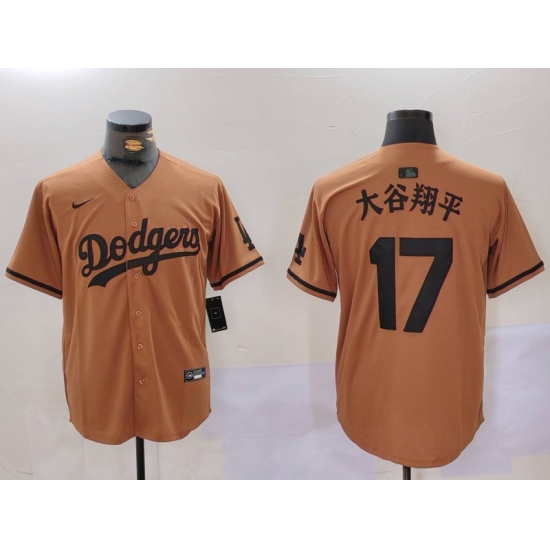 Men's Los Angeles Dodgers #17 太谷翔平 Brown Cool Base Stitched Baseball Jerseys - Ujersey