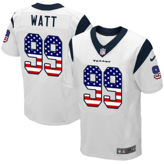 Men's Nike Houston Texans #99 J.J. Watt Elite White Road USA Flag Fashion NFL Jersey - ujerseystore